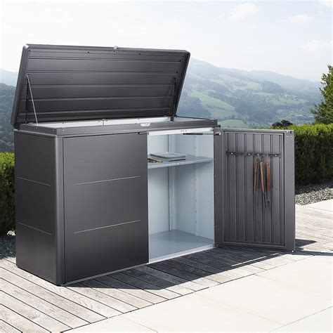 large metal garden storage boxes|waterproof outdoor metal storage box.